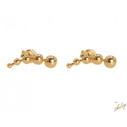 Aretes 5 esferas en disminución tipo ear climber en oro amarillo de 18 kts.